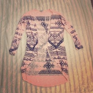 Pink cardigan sweater Aztec Charlotte Russe top
